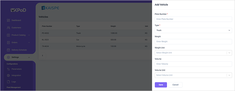 Vehicles Management Interface