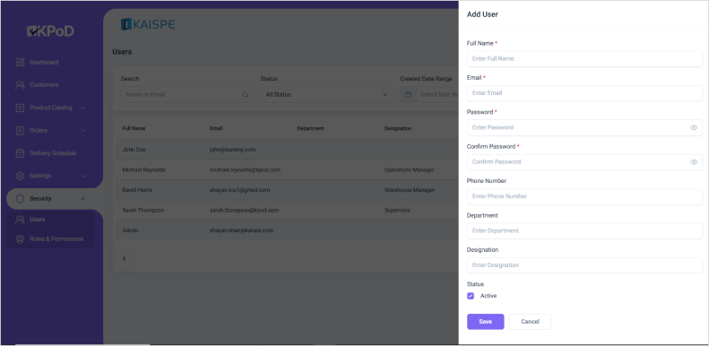User Access and Role Assignment Interface