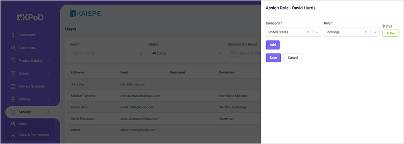 User Access Control and Role Assignment Interface