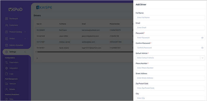 Driver Management Interface