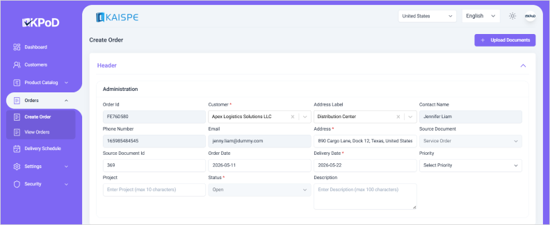 Shipping Address Configuration Interface